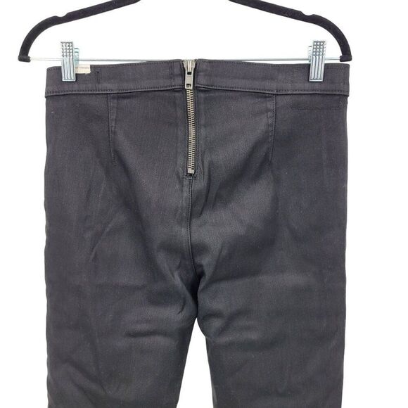 Lovers + Friends Denim Black Wax High Rise Skinny Jeans 30 Exposed Zipper Baddie - Picture 10 of 12